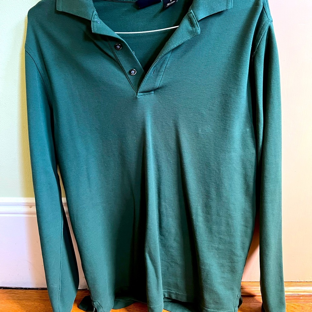 Long sleeve forest green polo